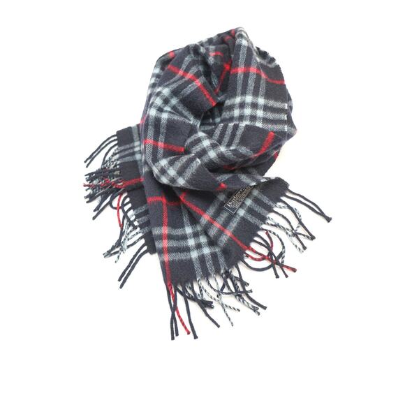 Burberry Navy Tartan Cashmere Scarf - Picture 9 of 10